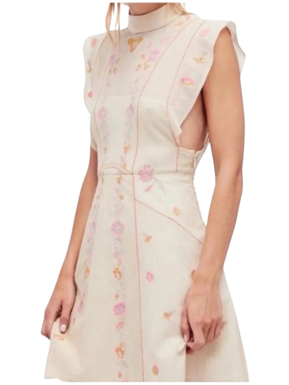 Free People Riviera Embroidered Illusion Mini Dress Size 4 - Picture 2 of 10